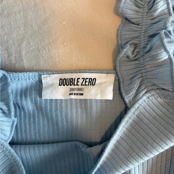 Double Zero Light Blue Ruffled Bodysuit - Picture 2 of 2